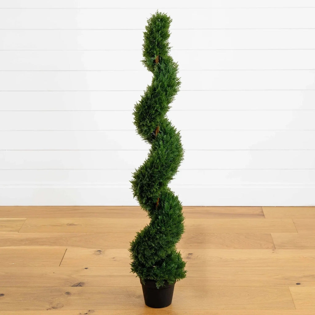 4' Artificial Cedar Spiral Topiary Tree UV (Indoor/Outdoor). Retail