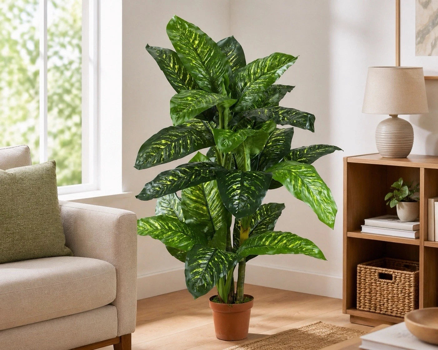 5' Artificial Dieffenbachia Plant (Real Touch)